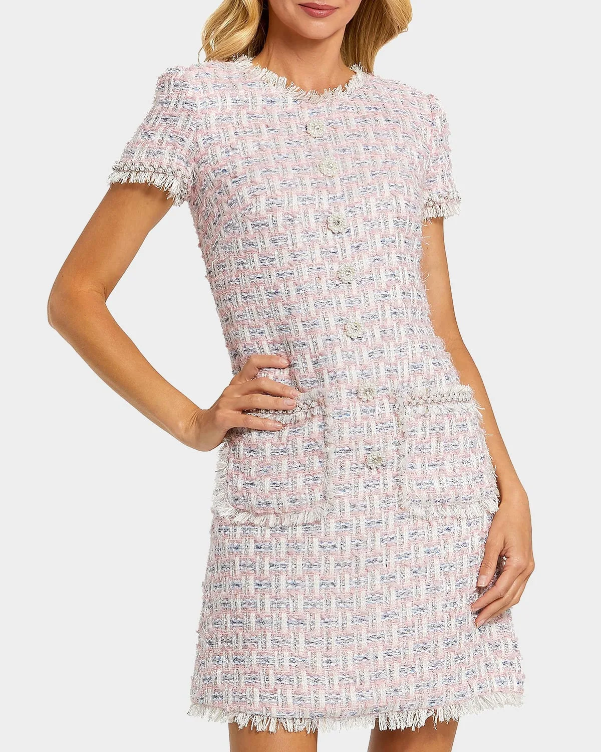 Floral Beaded Tweed Dress