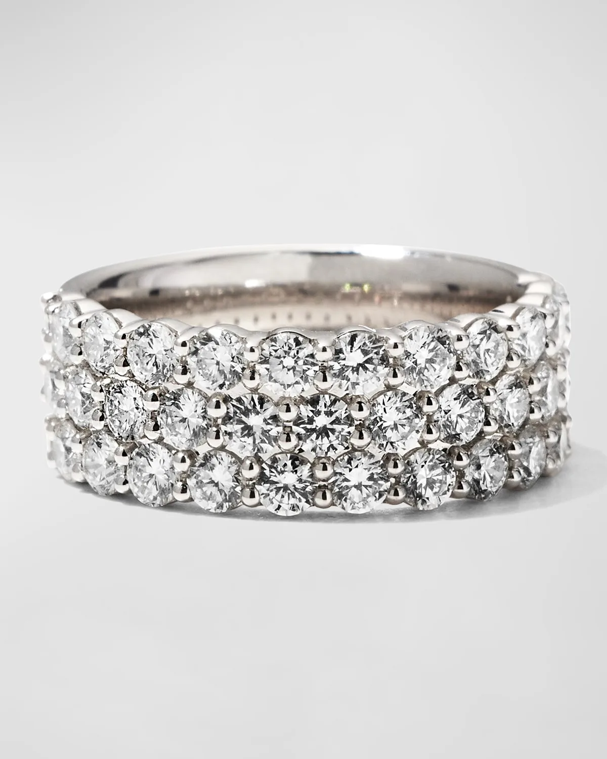 18k White Gold Halfway 3-Row Diamond Ring