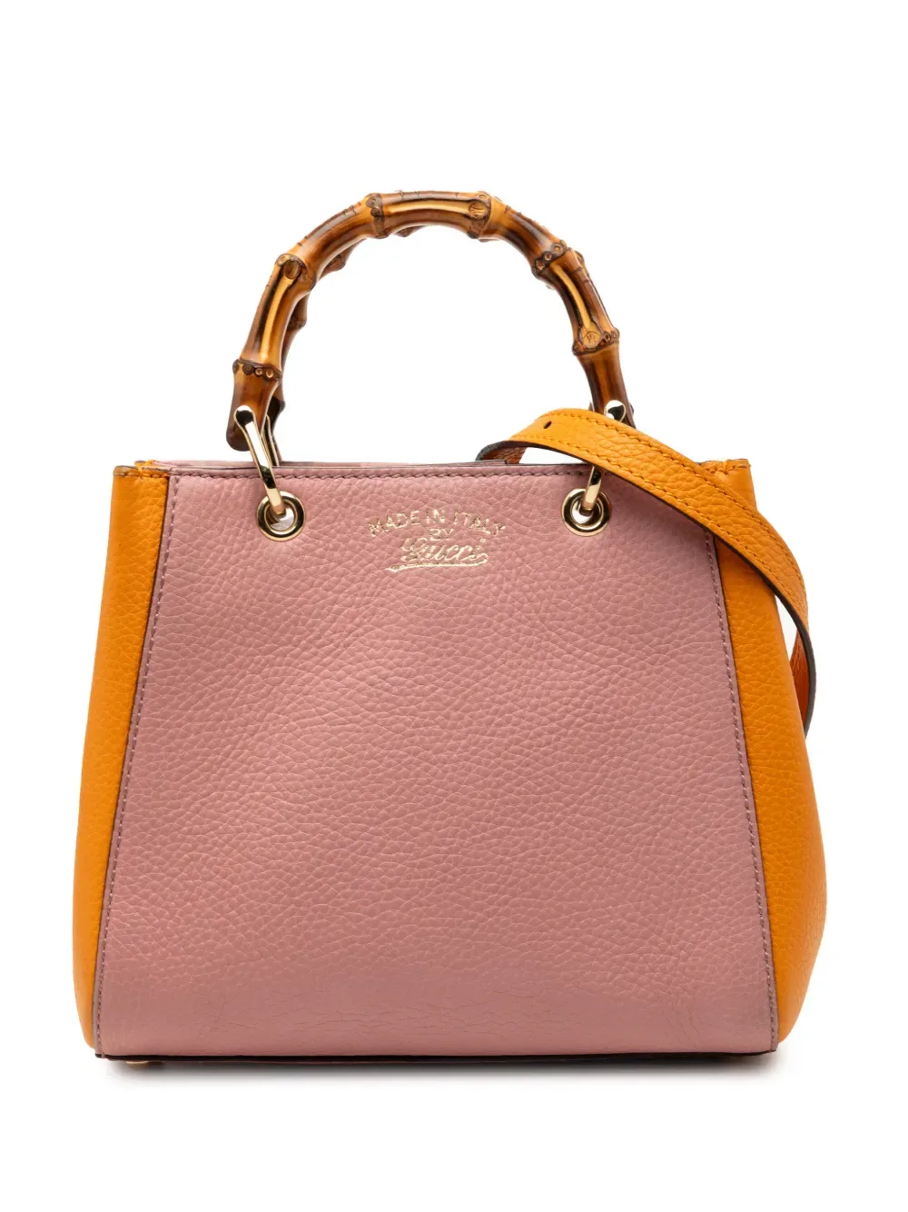 2000-2015 Mini Bicolor Calfskin Bamboo Shopper satchel - by Gucci Pre-Owned