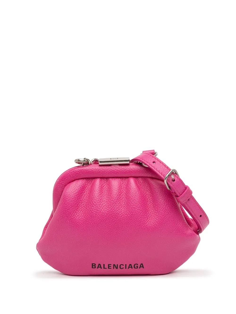 2020 Mini Grained Calfskin Cloud Coin Purse On Strap crossbody bag - by Balenciaga Pre-Owned