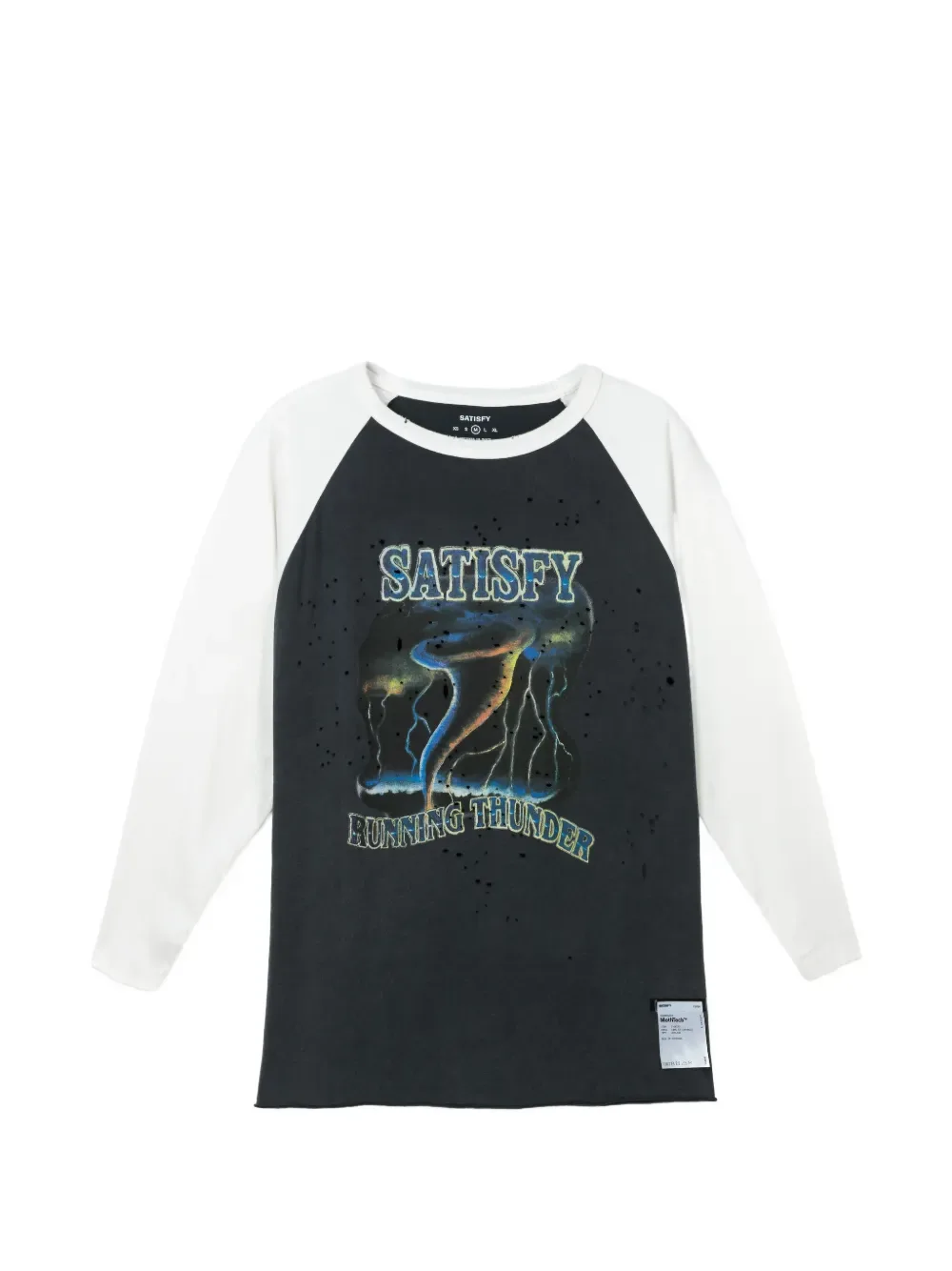 MothTech™ distressed three-quarter sleeve T-shirt - by Satisfy