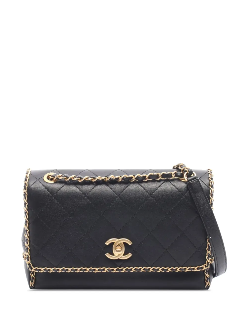 2021-2026 CC Stitched Calfskin Chain Flap shoulder bag -