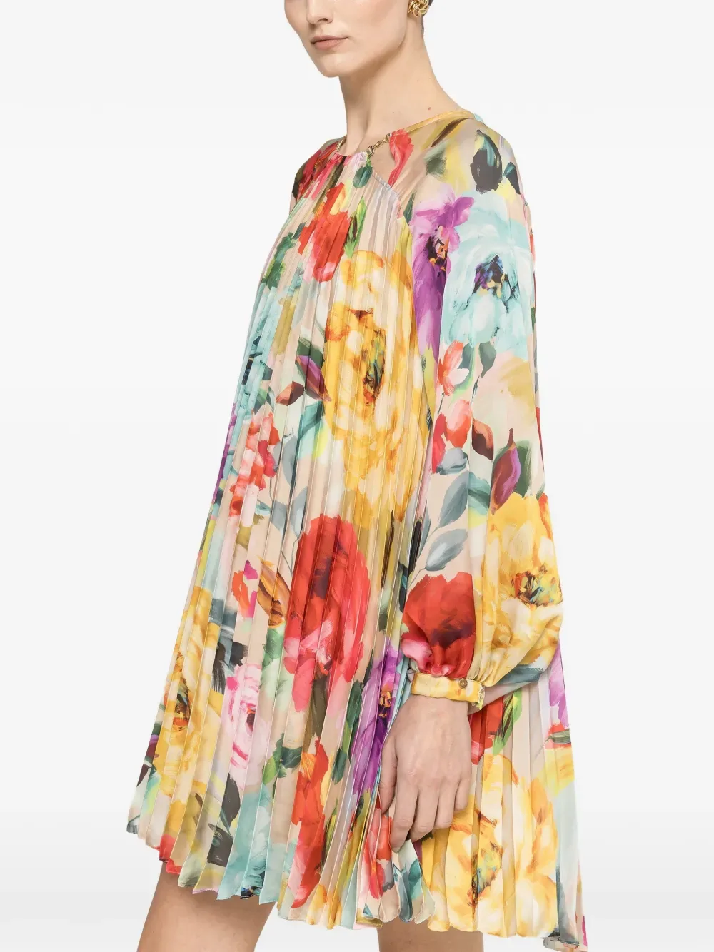pleated floral-print minidress - by NISSA