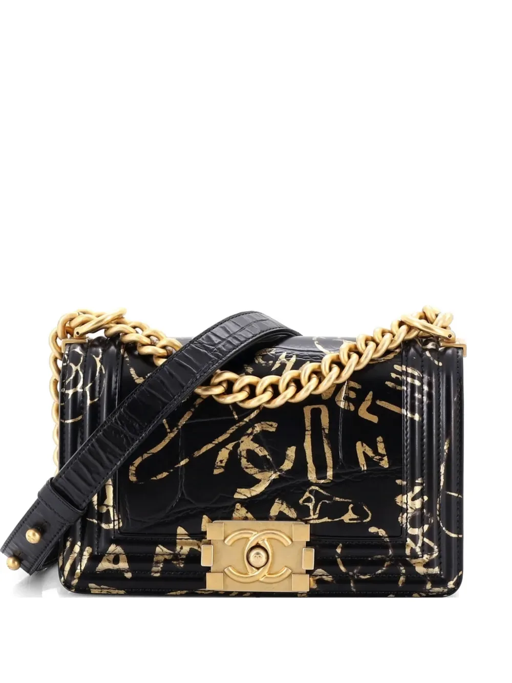 Boy Flap Bag Graffiti Crocodile Embossed Calfskin Small shoulder bag -