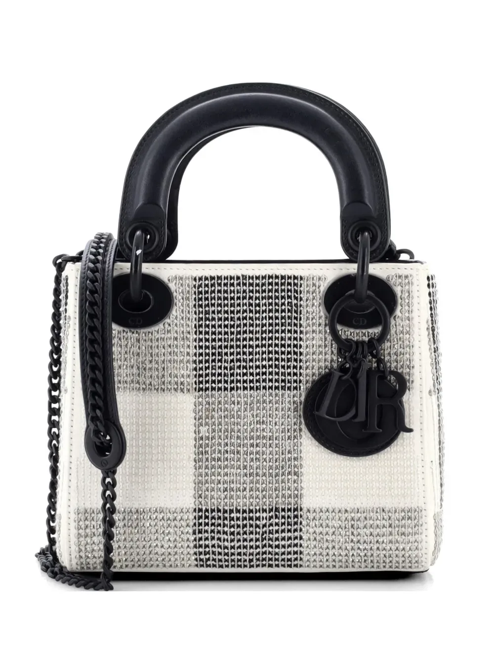 Lady Dior Chain Bag Crystal and Sequin Embellished Checkered Leather Mini satchel -
