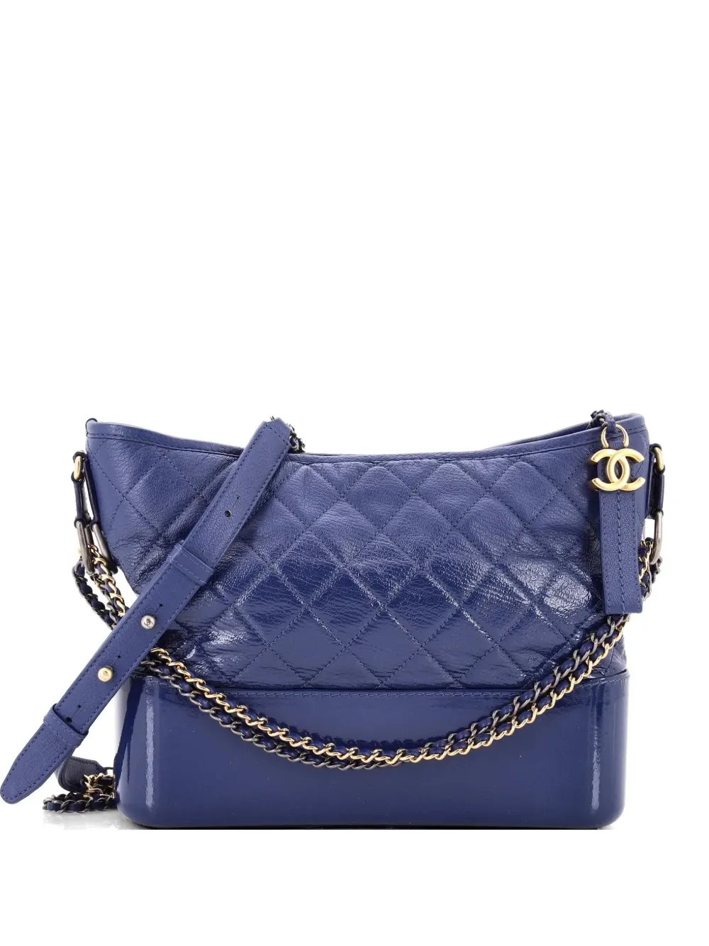 Gabrielle Quilted Goatskin and Patent Medium hobo bag -