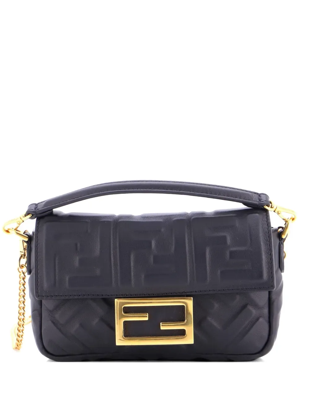 Midi Baguette Chain Bag Zucca Embossed Leather Small shoulder bag -