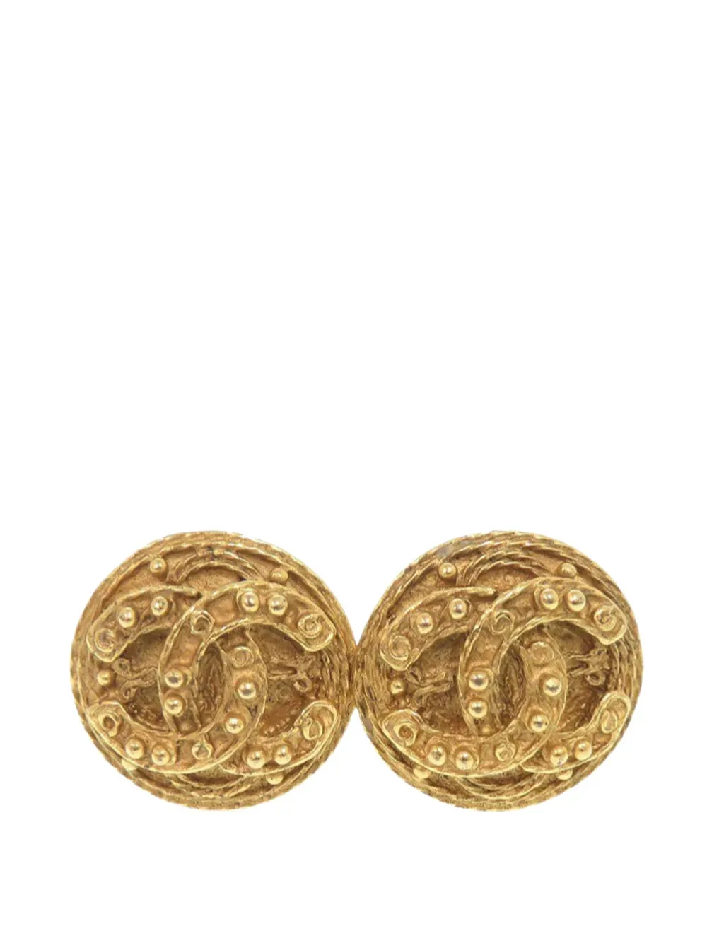 2004 CC Gold Plated Round Clip On Earrings costume earrings