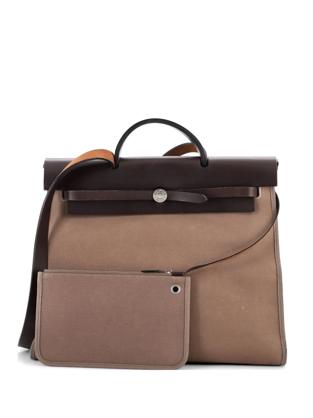 Herbag Zip Leather and Toile 39 satchel -