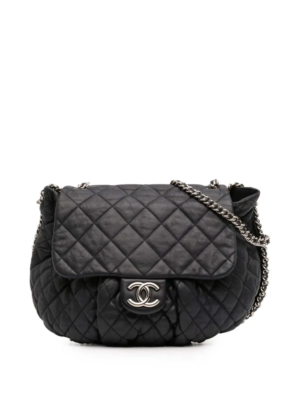 2011 Large Washed Lambskin Chain Around Flap crossbody bag -