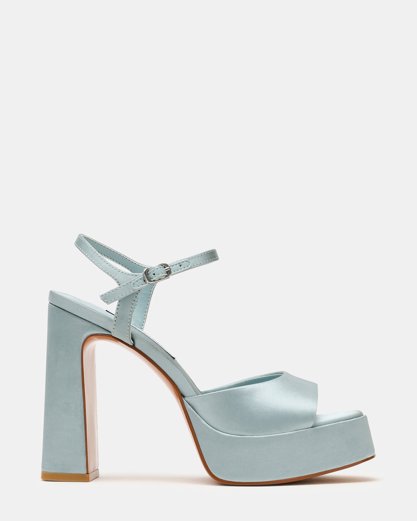 Liandra Block Heels - Teal Satin