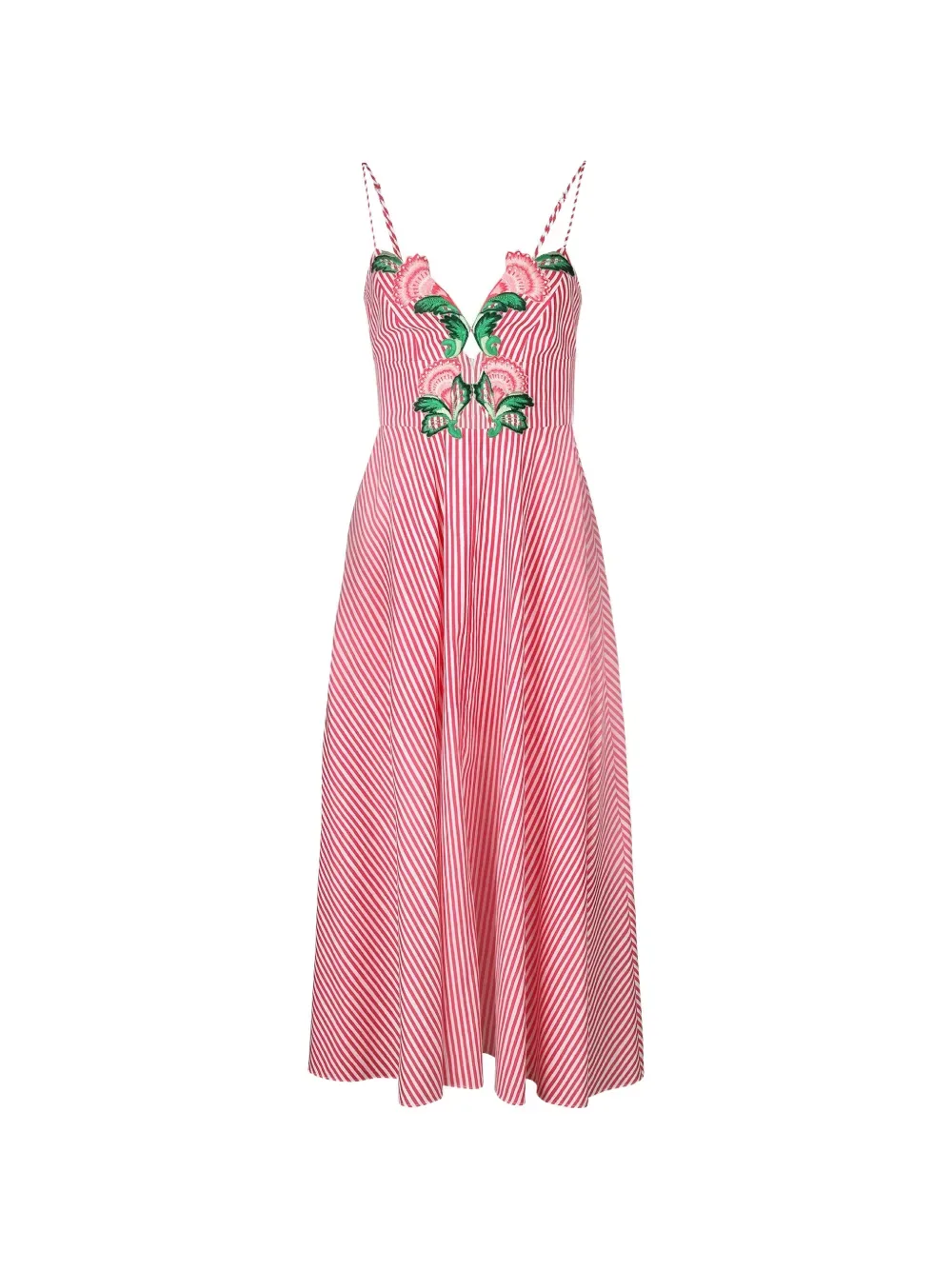 Jana-B striped embroidered midi dress