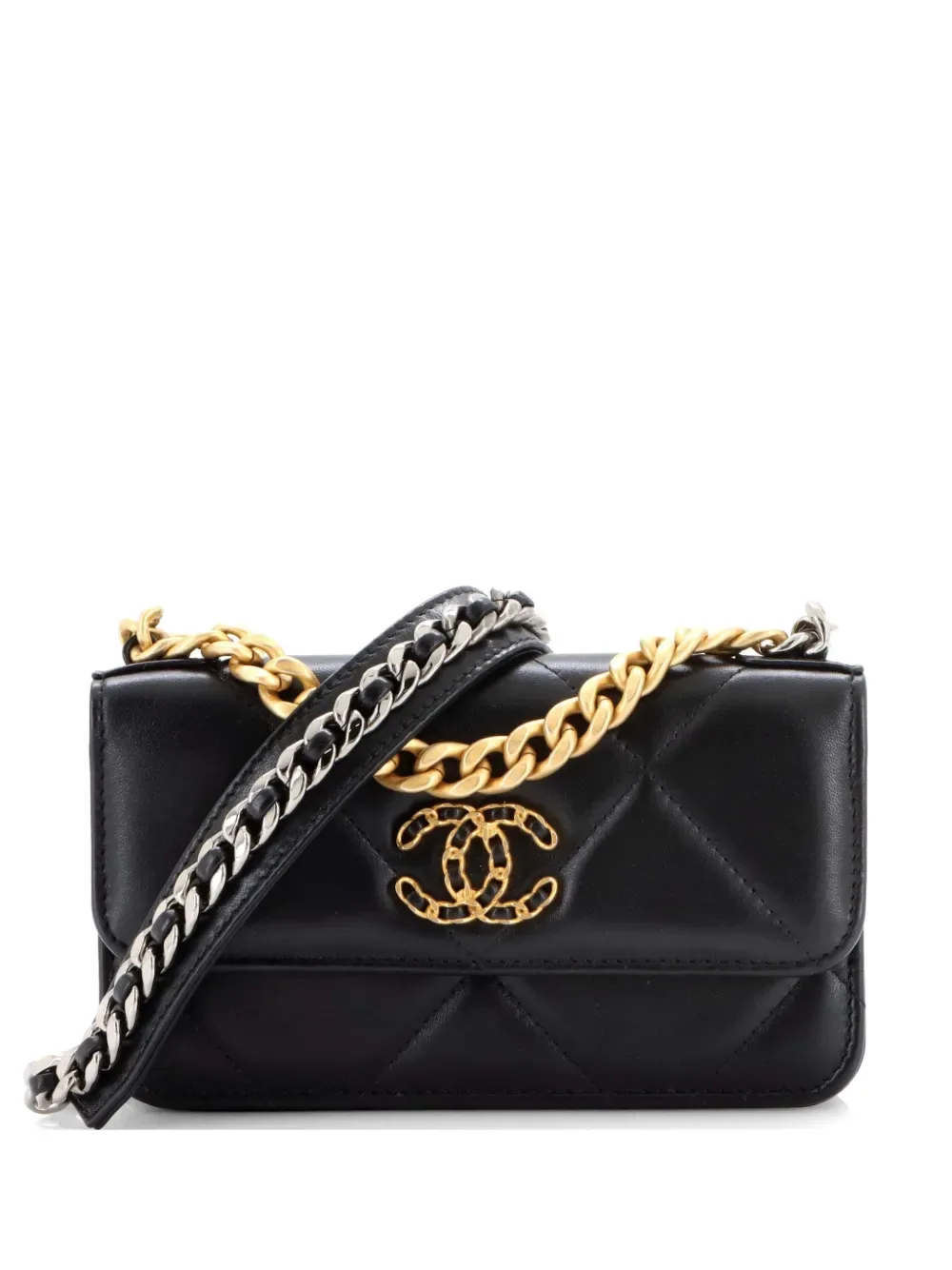 19 Flap Phone Holder with Chain Quilted Lambskin crossbody bag -