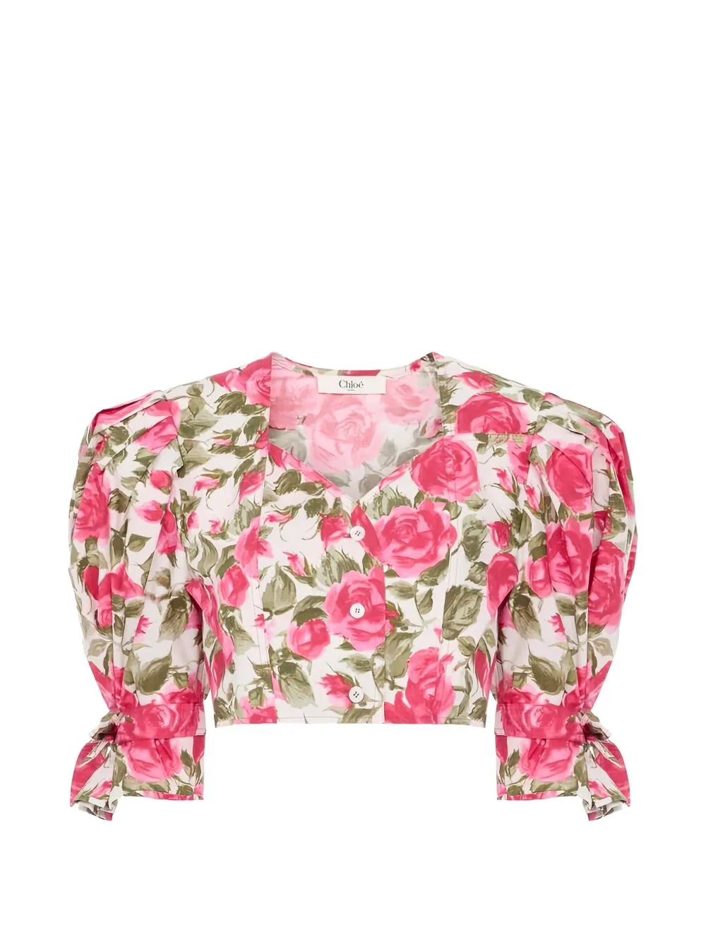 Floral Print Cropped Blouse