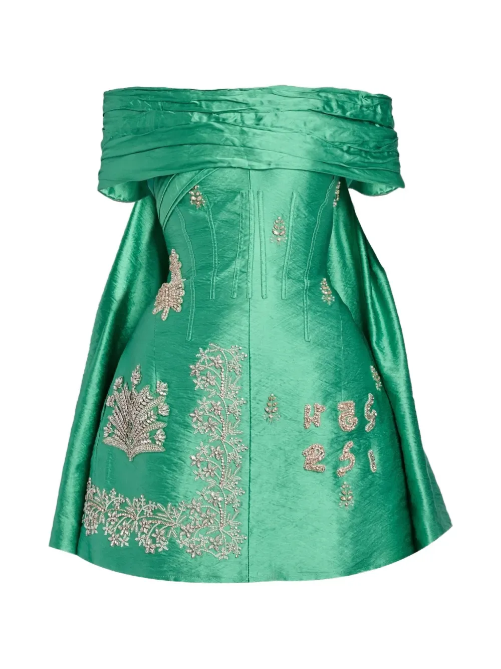 off-shoulder embellished mini dress - by ERDEM