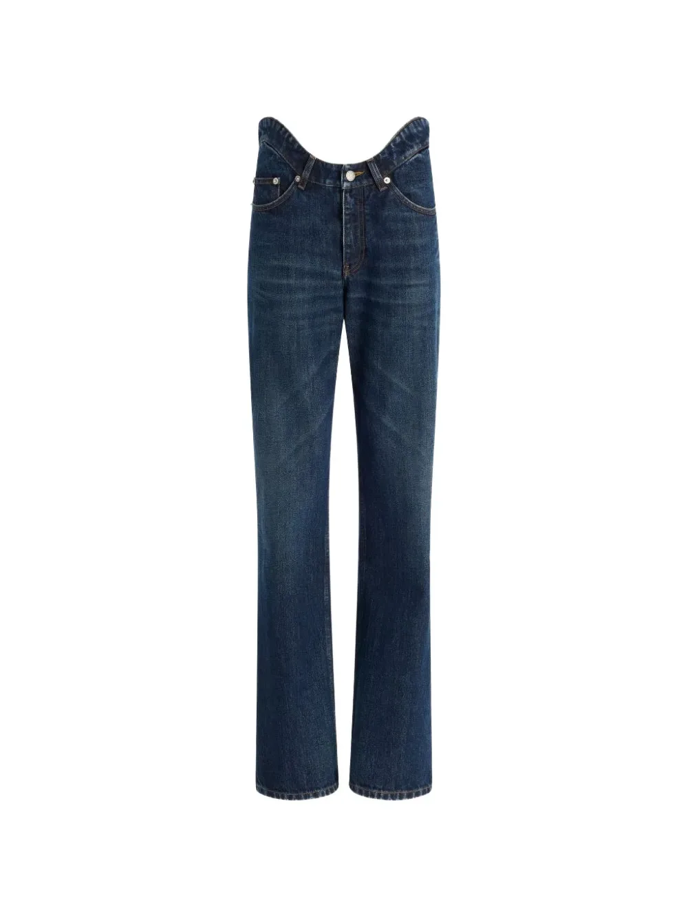 rounded-waist straight-leg jeans -