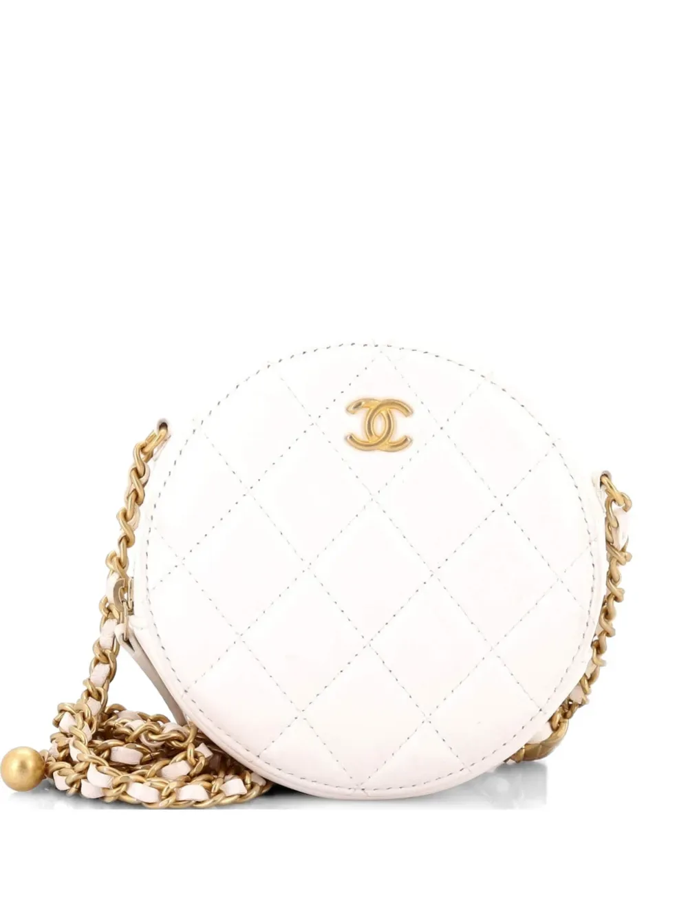 Pearl Crush Round with Chain Quilted Lambskin clutch bag -