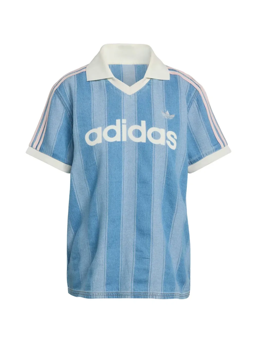 striped V-neck jersey - by adidas