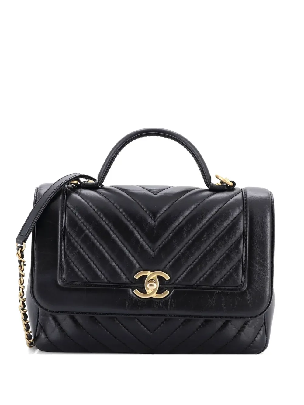 Top Handle Flap Bag Chevron Calfskin Small crossbody bag -