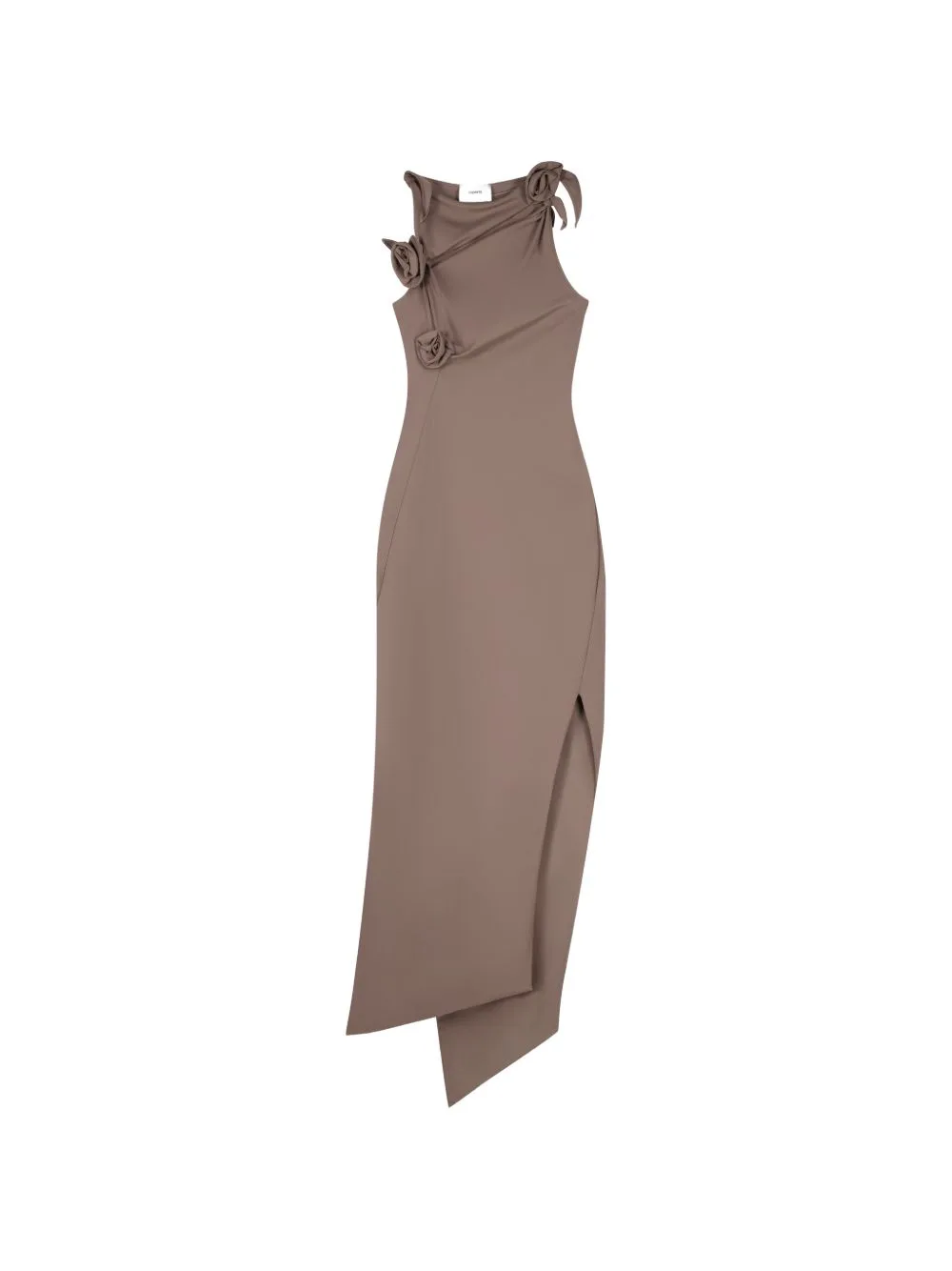 Flower-Appliqué Asymmetric Dress