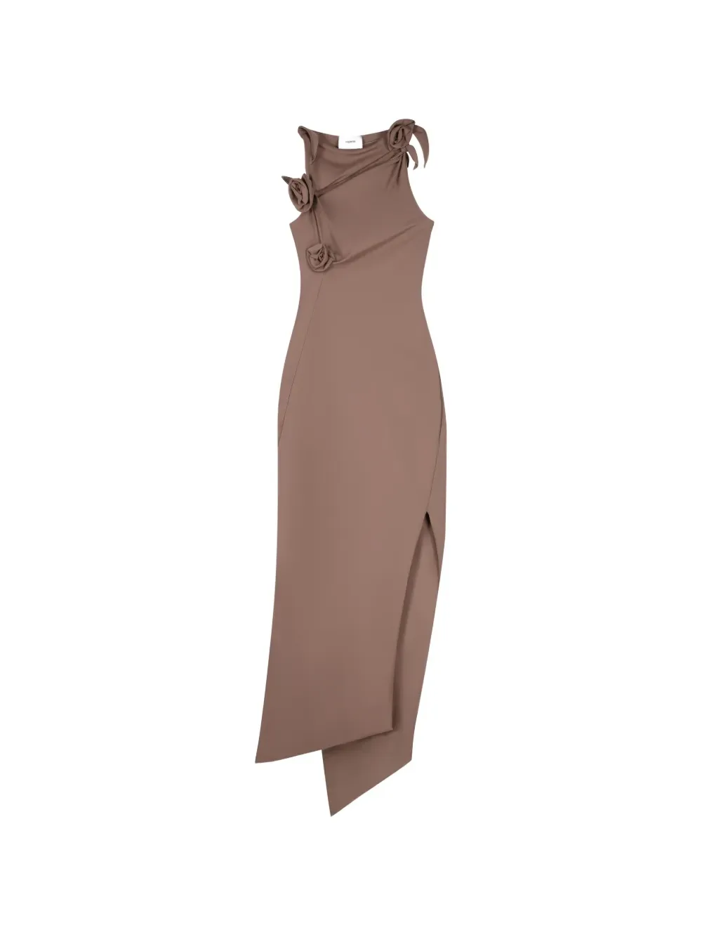 flower-appliqué asymmetric dress -