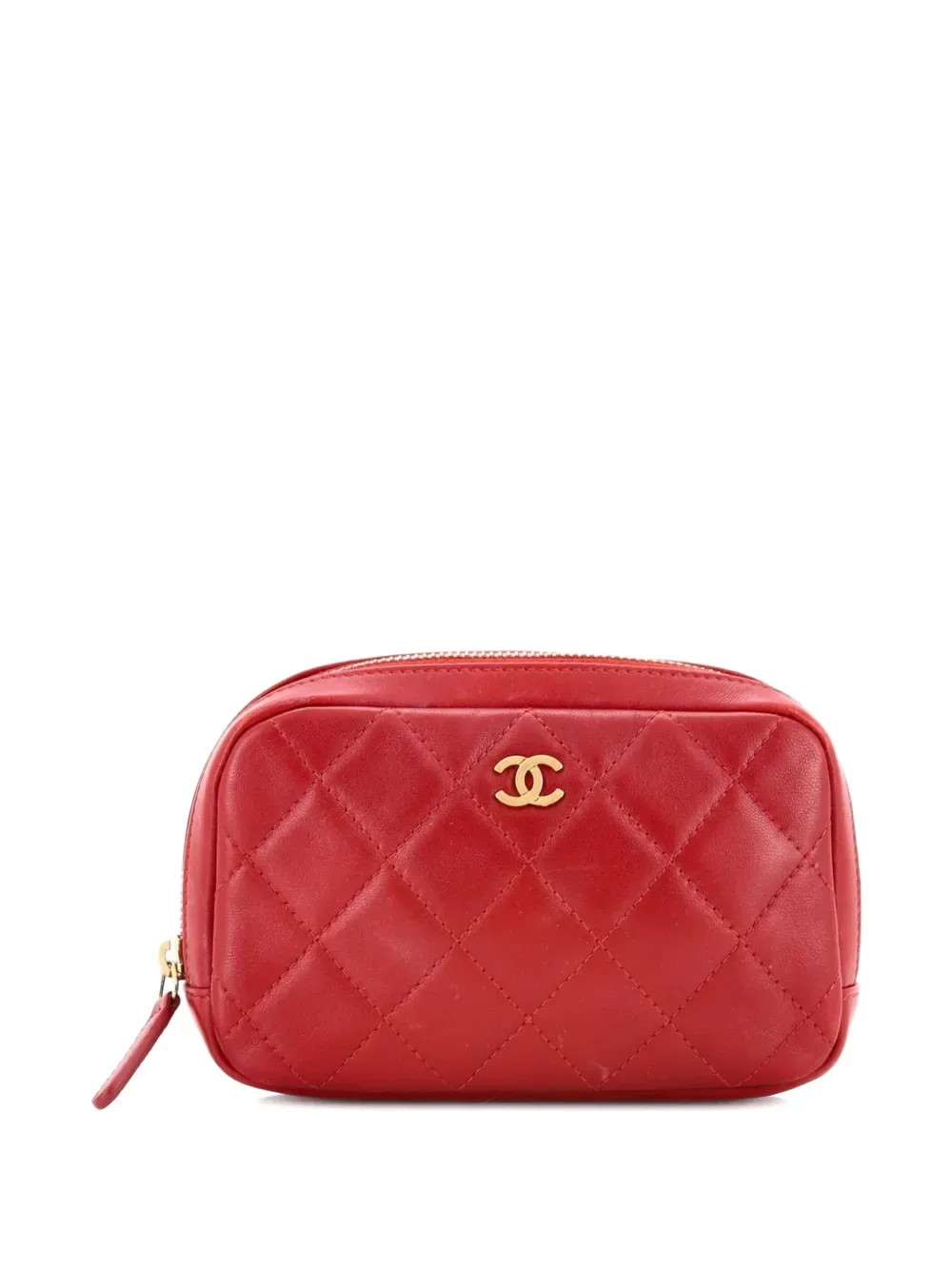 Curvy Cosmetic Quilted Lambskin Small pouch - by CHANEL Pre-Owned