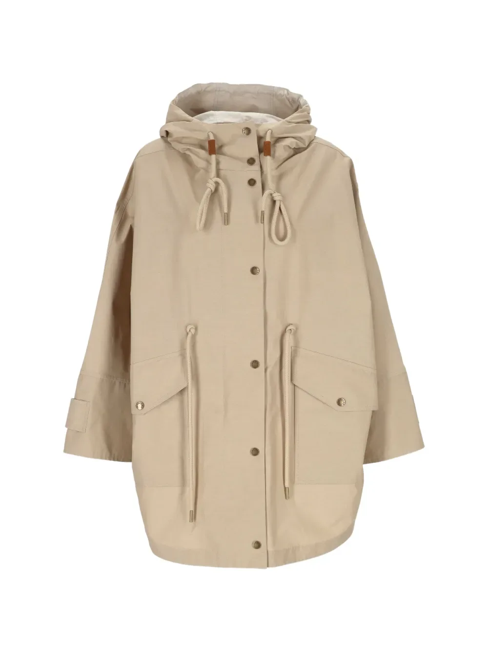 buttoned hooded drawstring coat - by Moncler