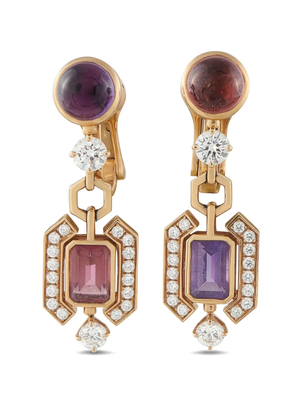 Allegra diamond amethyst tourmaline earrings -