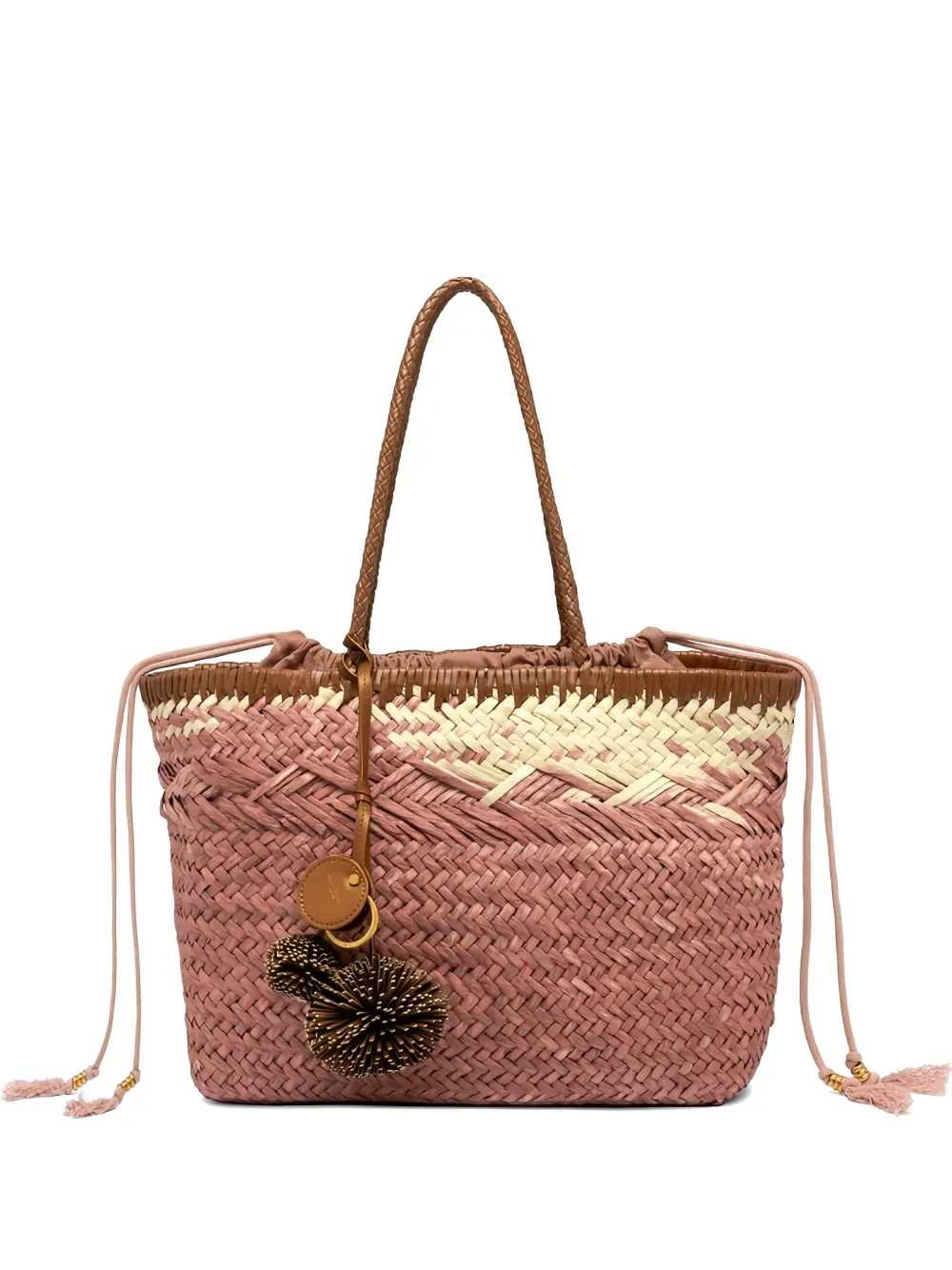 woven leather trim shoulder bag -