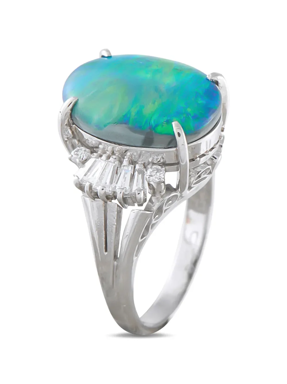 black opal and diamond ring -