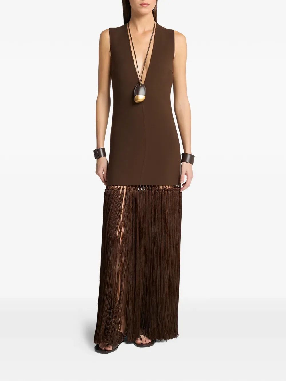 V-neck tassel maxi dress -
