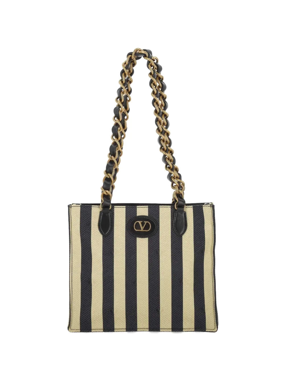 striped chain tote bag -