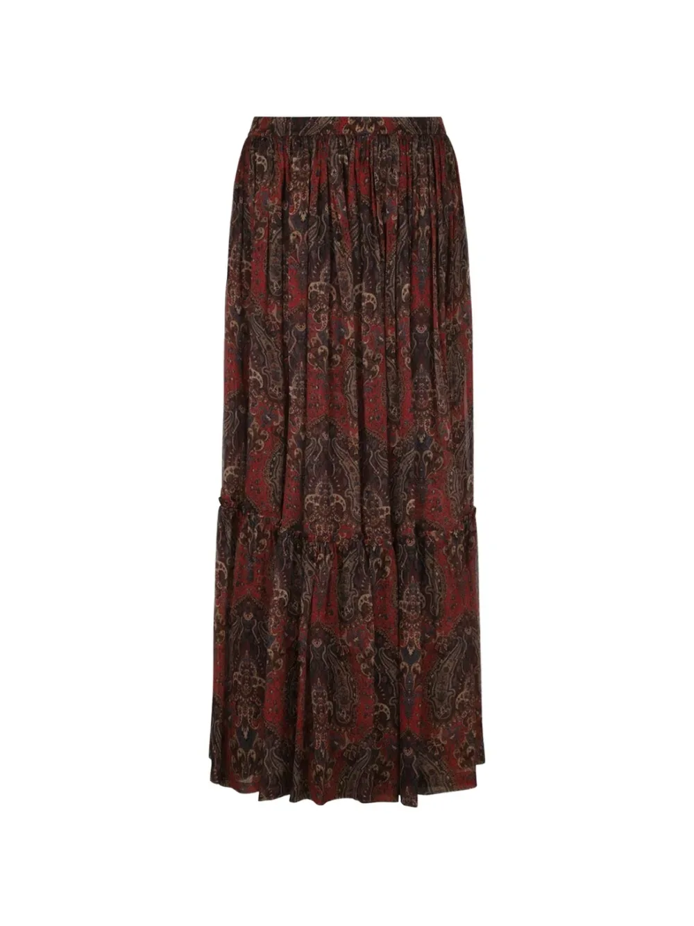ruffled paisley maxi skirt -