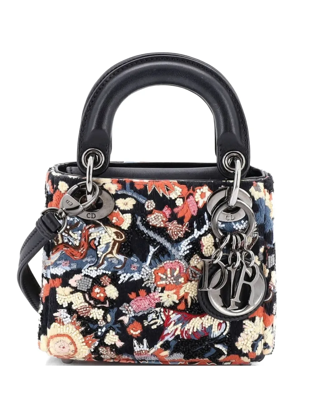 Lady Dior Bag Beaded Embroidered Leather Micro satchel -