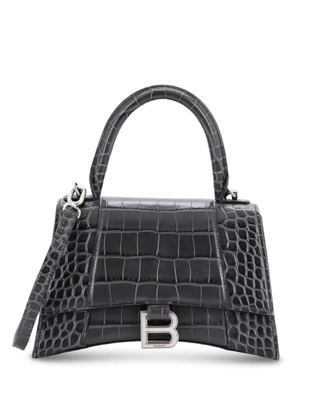 Hourglass Top Handle Bag Crocodile Embossed Leather Small crossbody bag -
