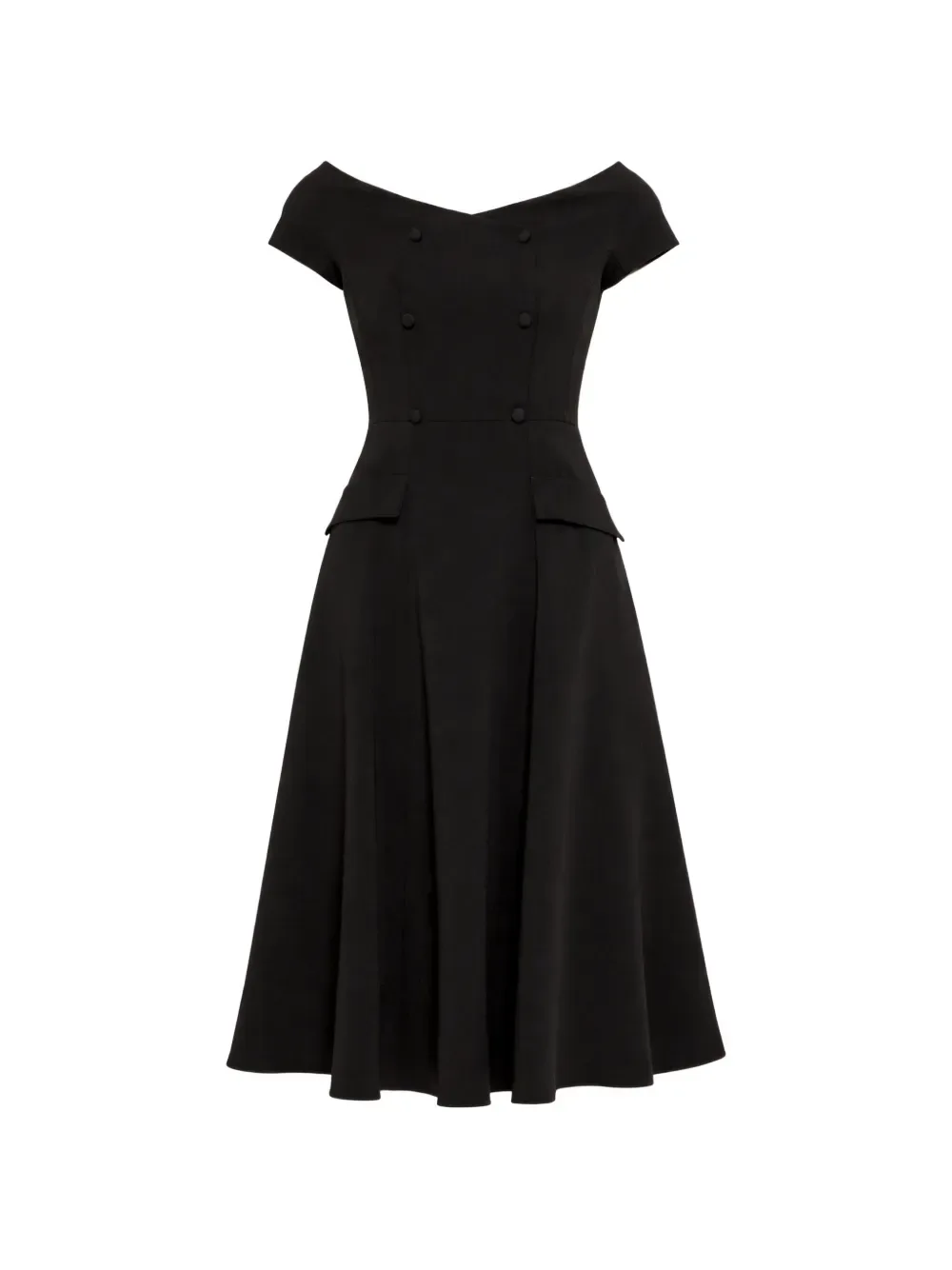 A-line button crepe dress -