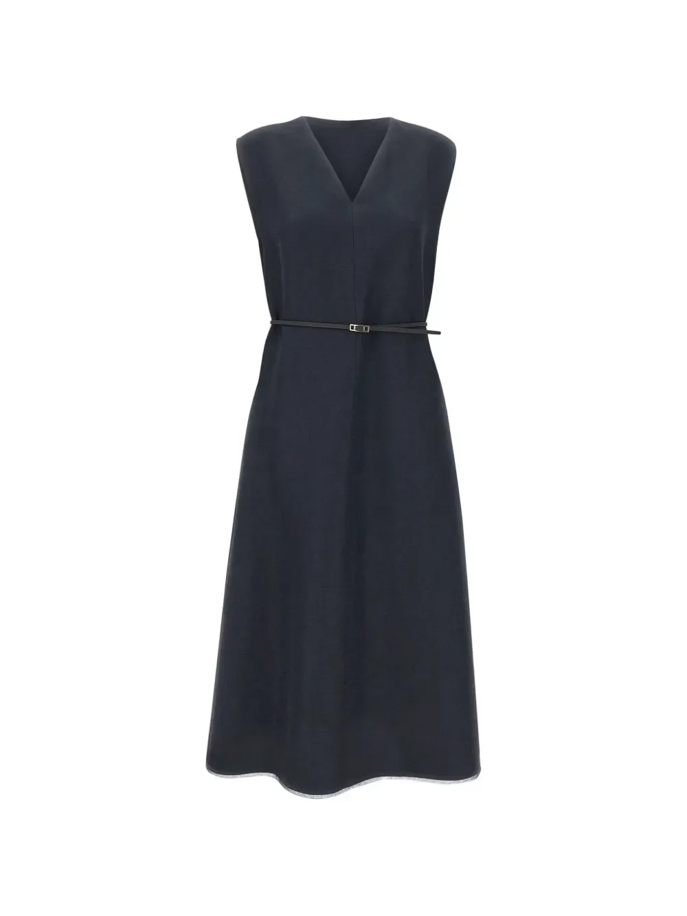 V-neck belt midi dress -