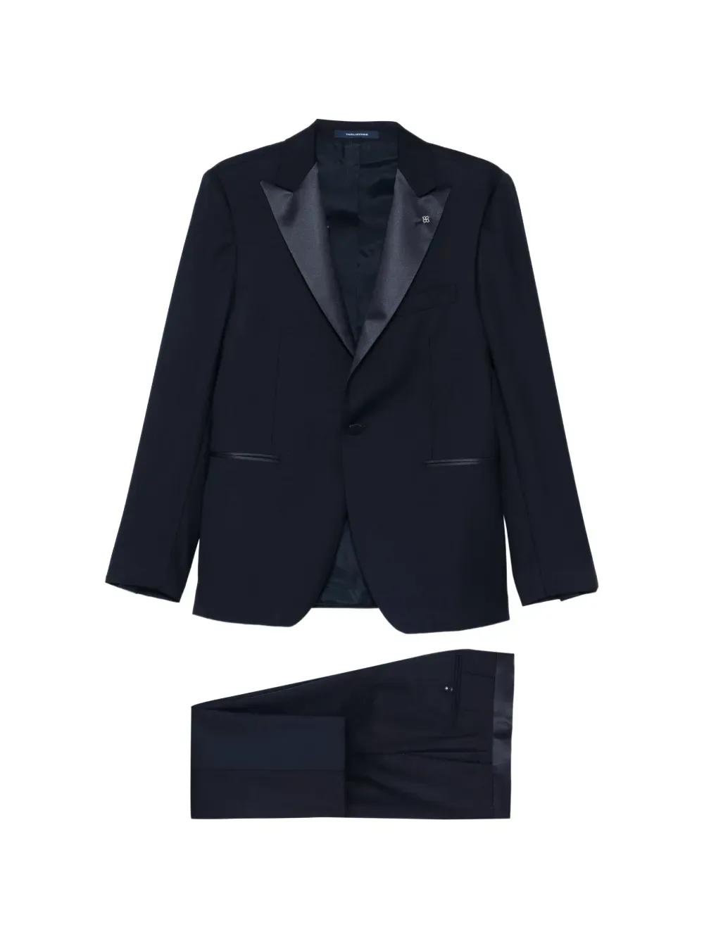 peaked-lapel virgin wool suit -