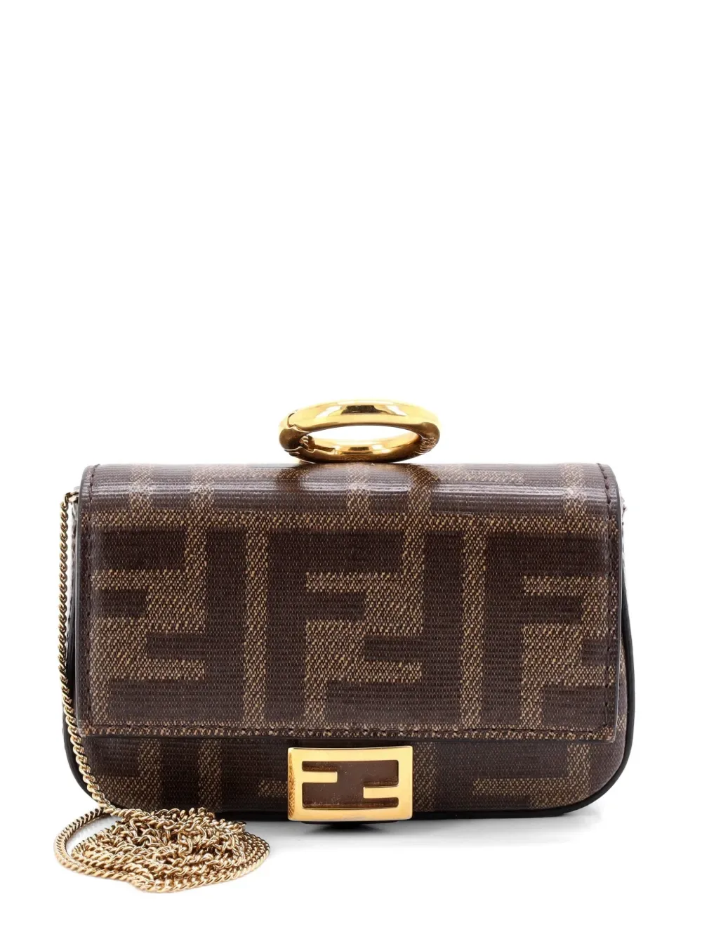 Chain Baguette Charm Bag Zucca Coated Canvas Nano crossbody bag -