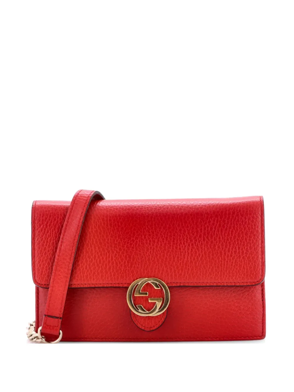 Interlocking Wallet on Chain Leather crossbody bag -