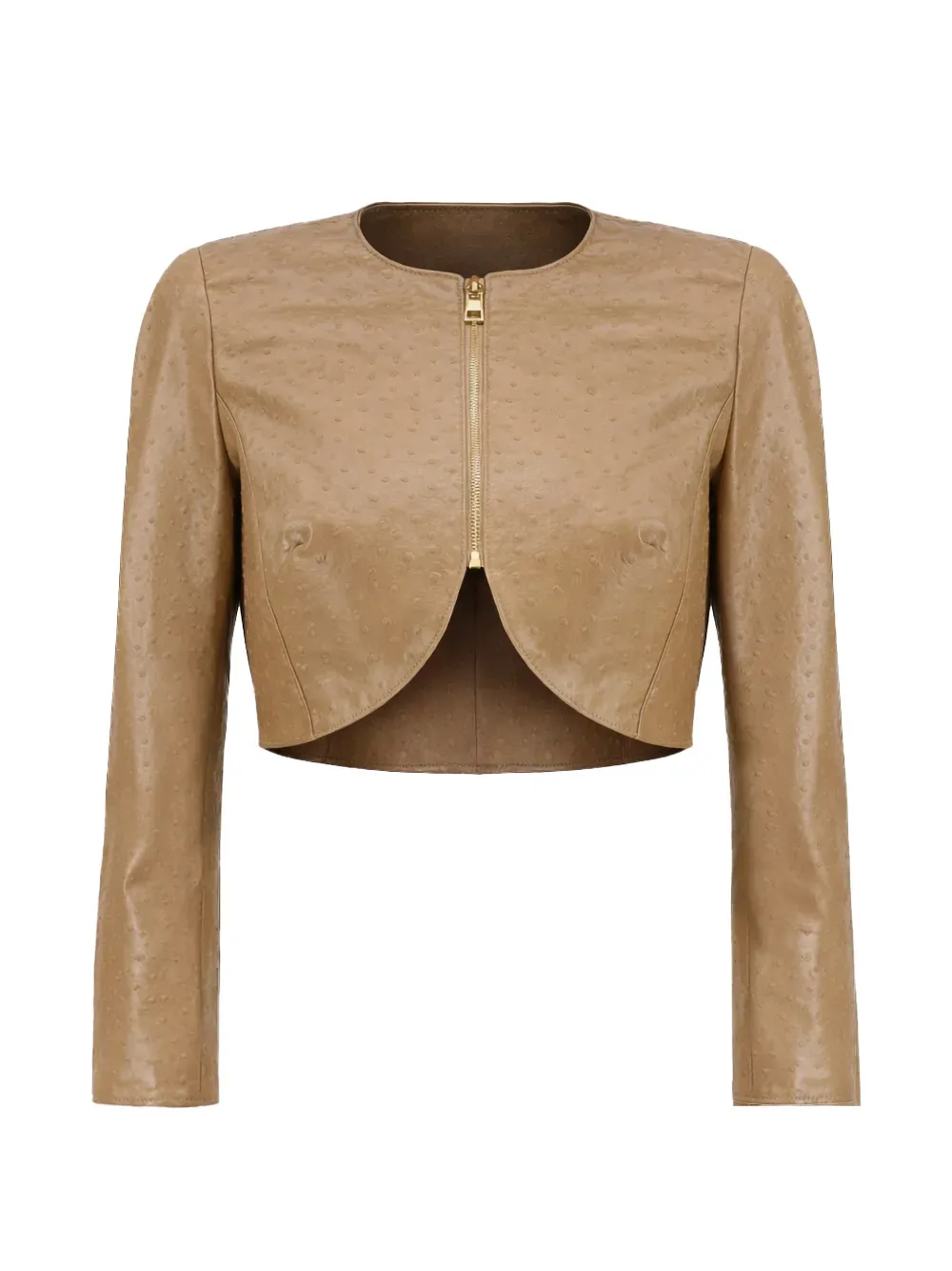 structured-shoulders textured-details zip-up cropped jacket - by Elisabetta Franchi