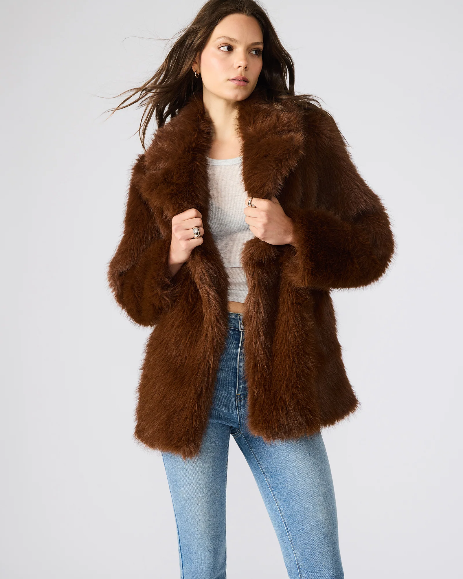 Kindra Coat Long Sleeve Faux Fur Jackets & Coats - Polyester by Steve Madden