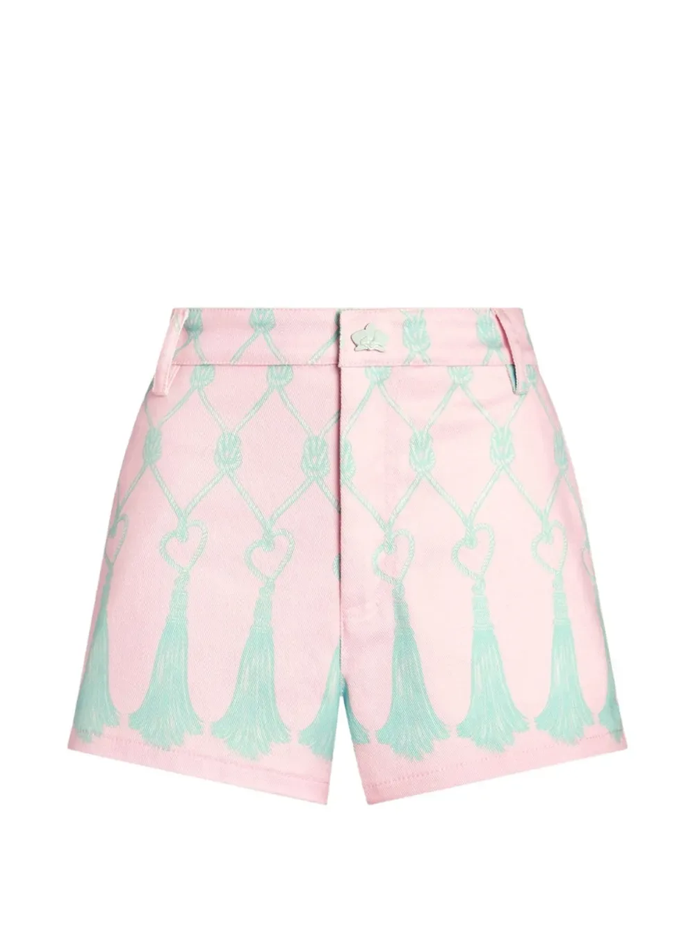 tassel-print cotton mini shorts - by Genny