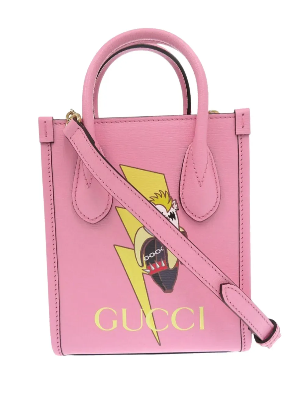 2016-2026 BNF Mini Textured Dollar Calfskin Bananya Print Vertical Tote satchel -