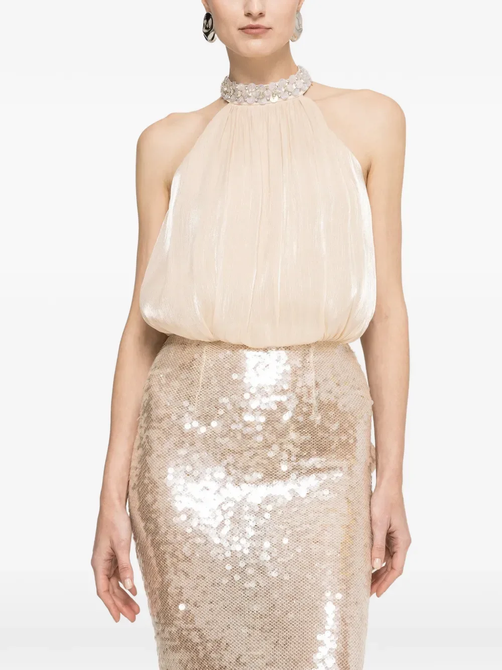 bow-detail sequin maxi dress -