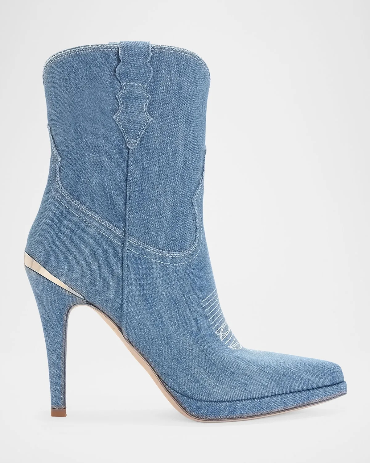 95mm Camila Denim Western Ankle Boots
