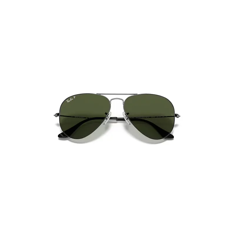 Aviator Classic Sunglasses Gunmetal Frame Green Lenses Polarized