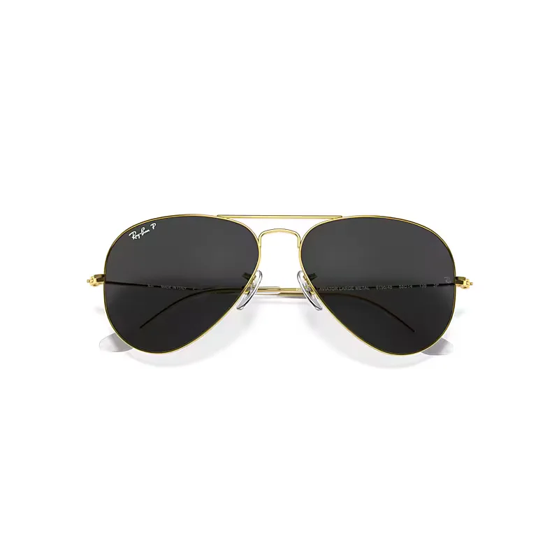 Aviator Classic Sunglasses Gold Frame Black Lenses Polarized