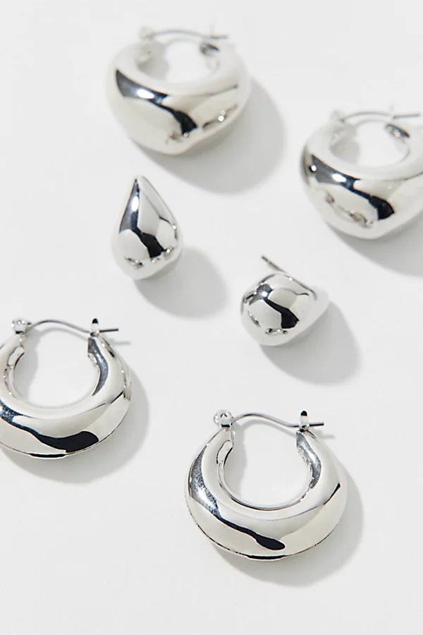 Oblong Chubby Hoop Earrings Set by Urban Outfitters