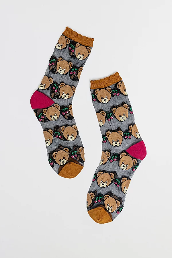 Teddy Bear Ruffle Sheer Sock